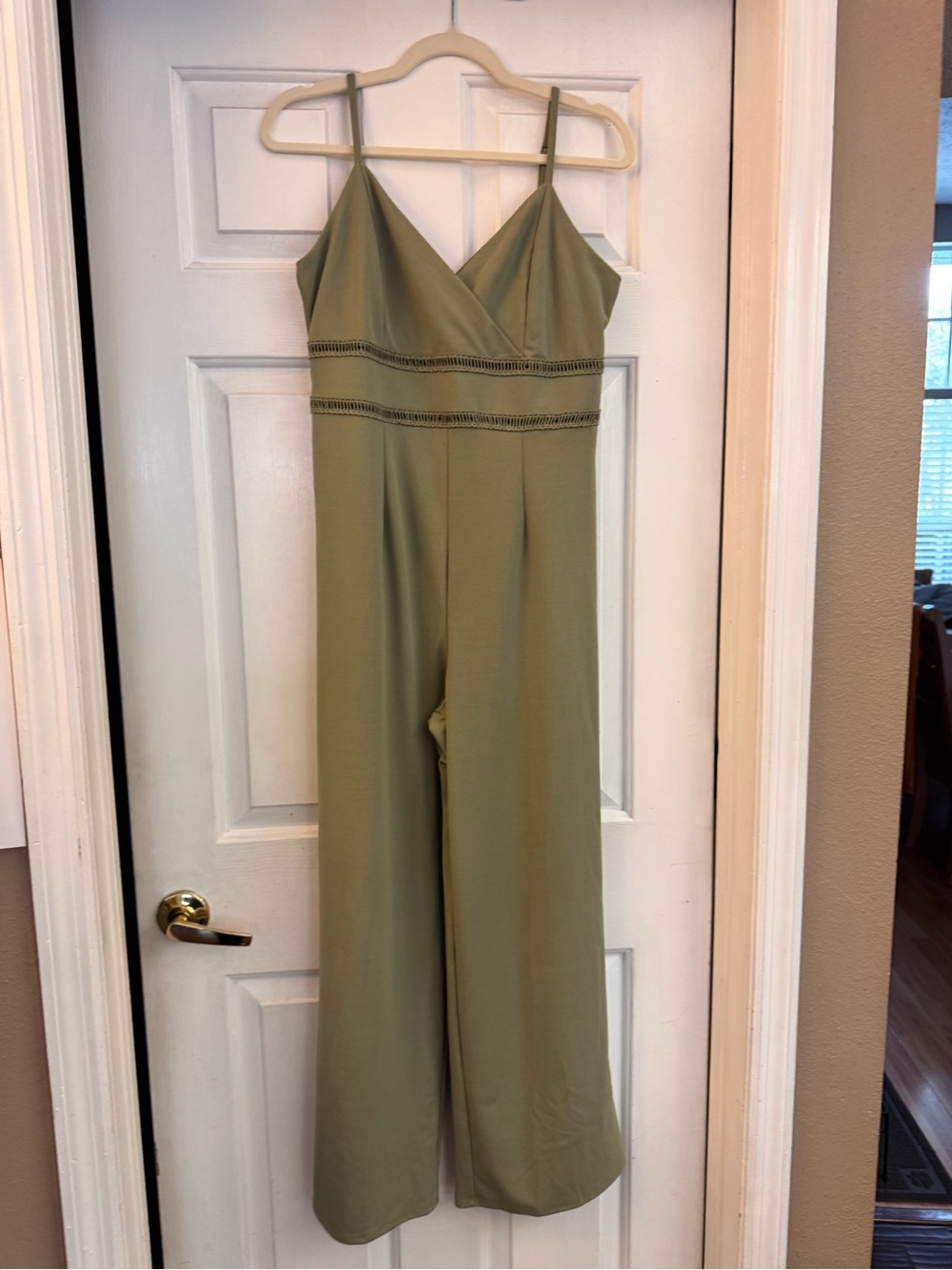 Trixxi Olive Green Wide-Leg Spaghetti Strap Jumpsuit - Picture 1 of 2